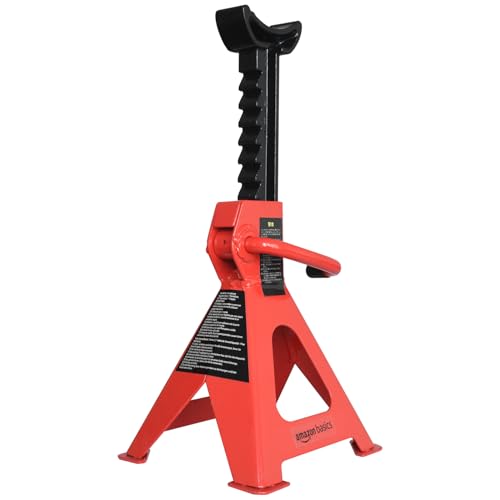 Steel Jack Auto Stands, 3 Ton Capacity, 1 Pair, Black and Red I3055