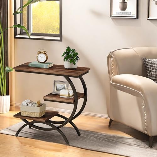Dark Brown 3-Tier End Table with Storage Shelves M17306
