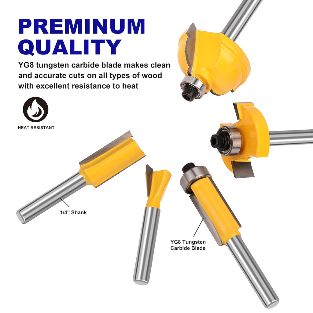 35 Piece Tungsten Carbide Router Bits Set with 1/4 Shank D168