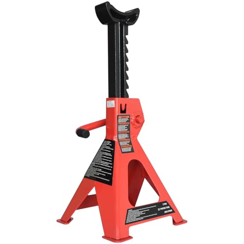 Steel Jack Auto Stands, 3 Ton Capacity, 1 Pair, Black and Red I3055