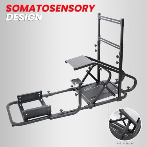 Racing Simulator Cockpit with Monitor Mount and Bucket Seat U58648
