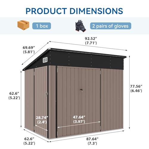 Black Galvanized Steel Triple Doors Lean to Shed B557