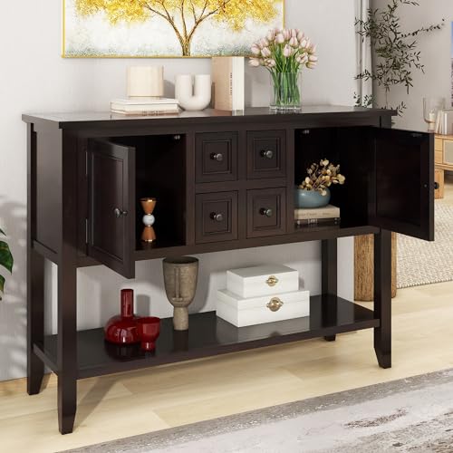 46" Blue Sideboard Cabinet with Storage Drawers and Bottom Shelf V895818