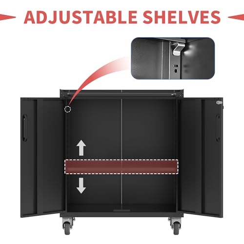 Metal 4 Drawer Rolling Tool Storage Cabinet with Locking Doors Y123025