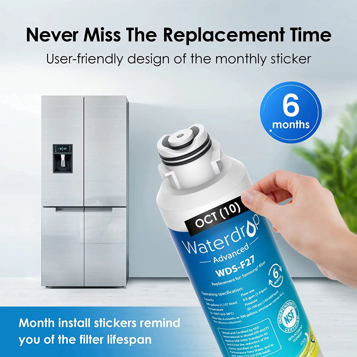 NSF 53&42 Certified Refrigerator Water Filter, 6 Filters T694
