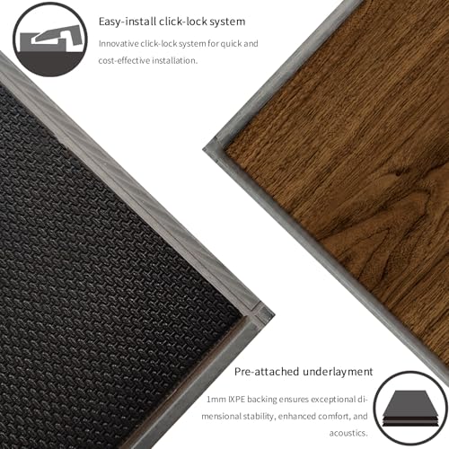 SPC Rigid Core Vinyl Flooring, Wood-Look Planks, 21.4 Sq.Feet (Hickory 10 Planks) E5710