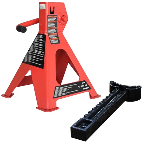 Steel Jack Auto Stands, 3 Ton Capacity, 1 Pair, Black and Red I3055