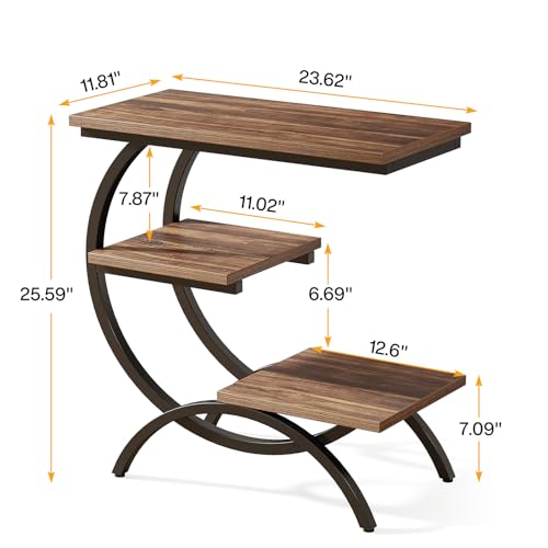 Dark Brown 3-Tier End Table with Storage Shelves M17306