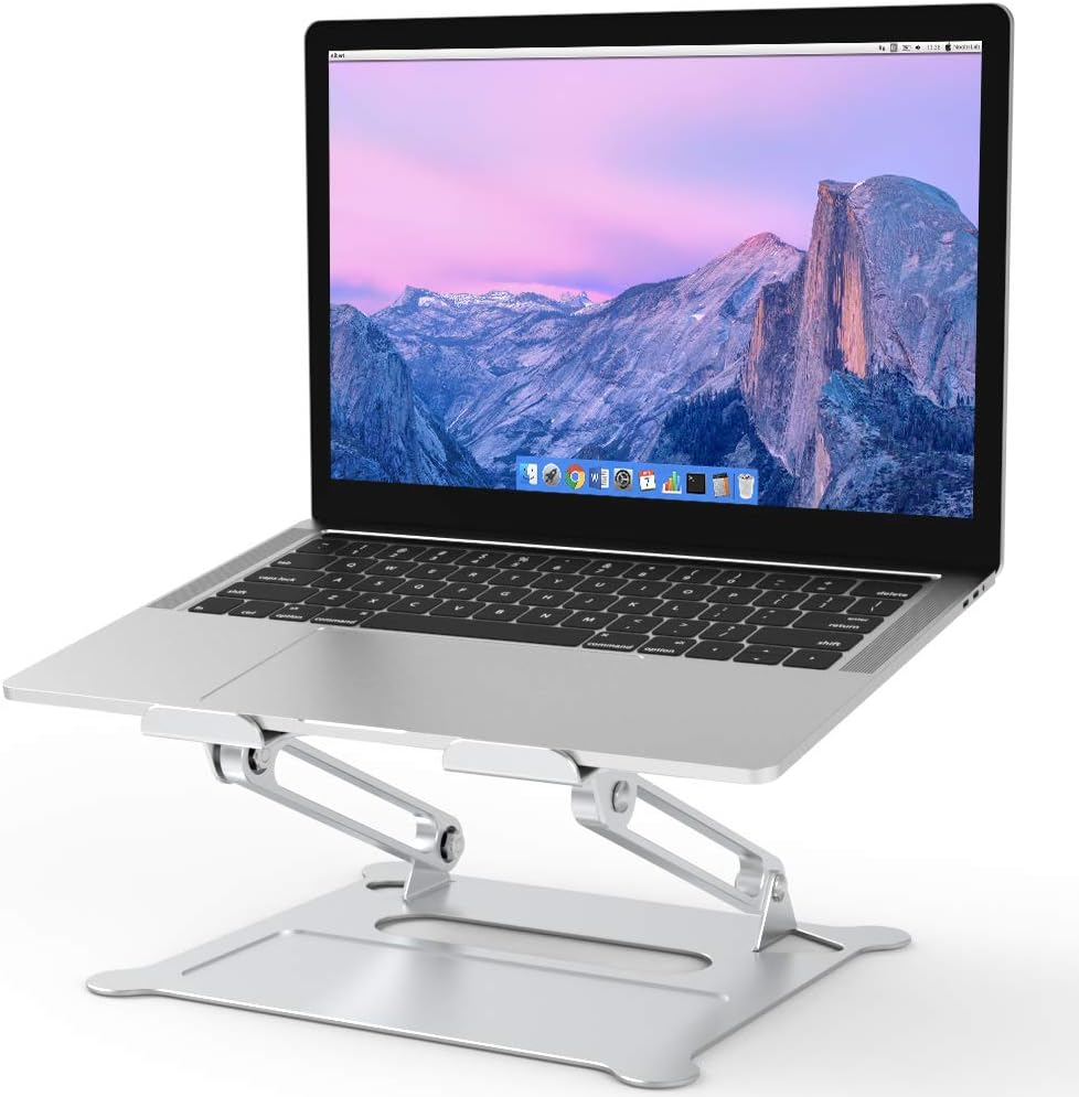 Aluminum Laptop Stand, Ergonomic Adjustable Notebook Stand, Silver P939