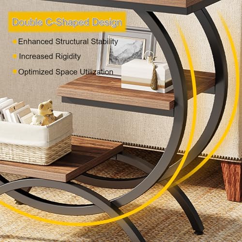 Dark Brown 3-Tier End Table with Storage Shelves M17306