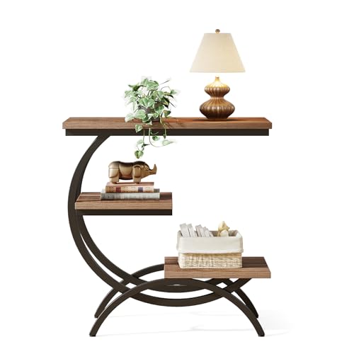 Dark Brown 3-Tier End Table with Storage Shelves M17306
