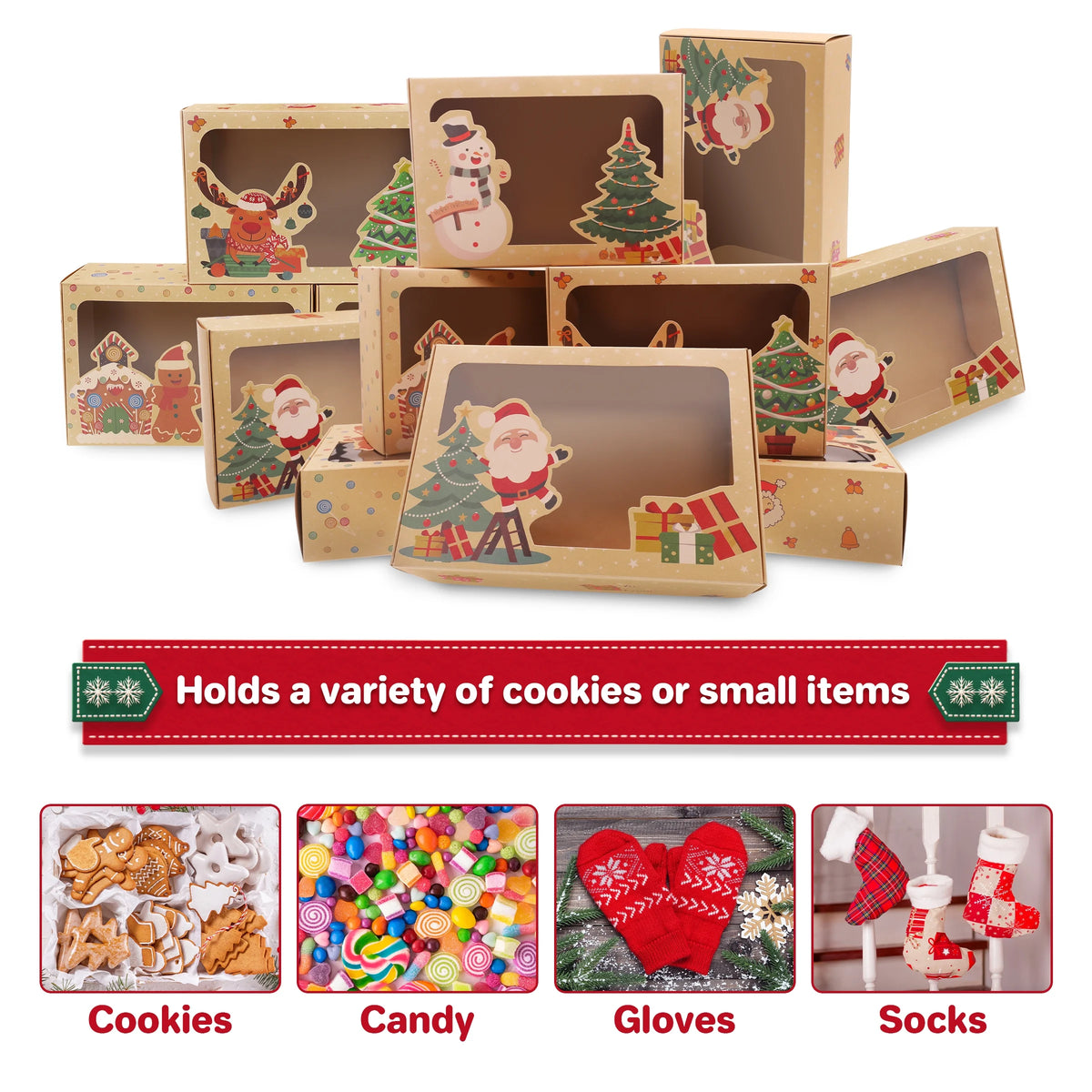 12 Pack Christmas Cookie Boxes with Window V75364