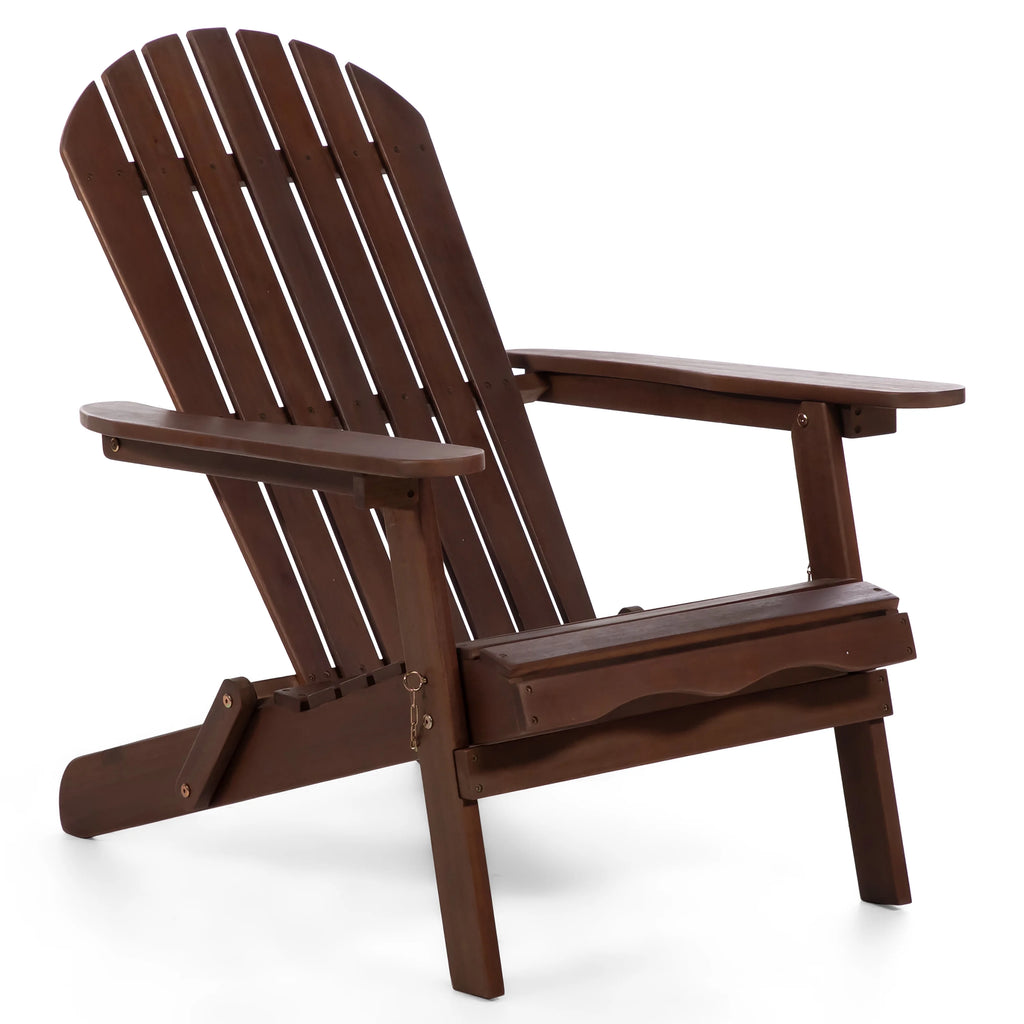 Dark Brown Wood Foldable Patio Adirondack Chair, Set of 2 D82344