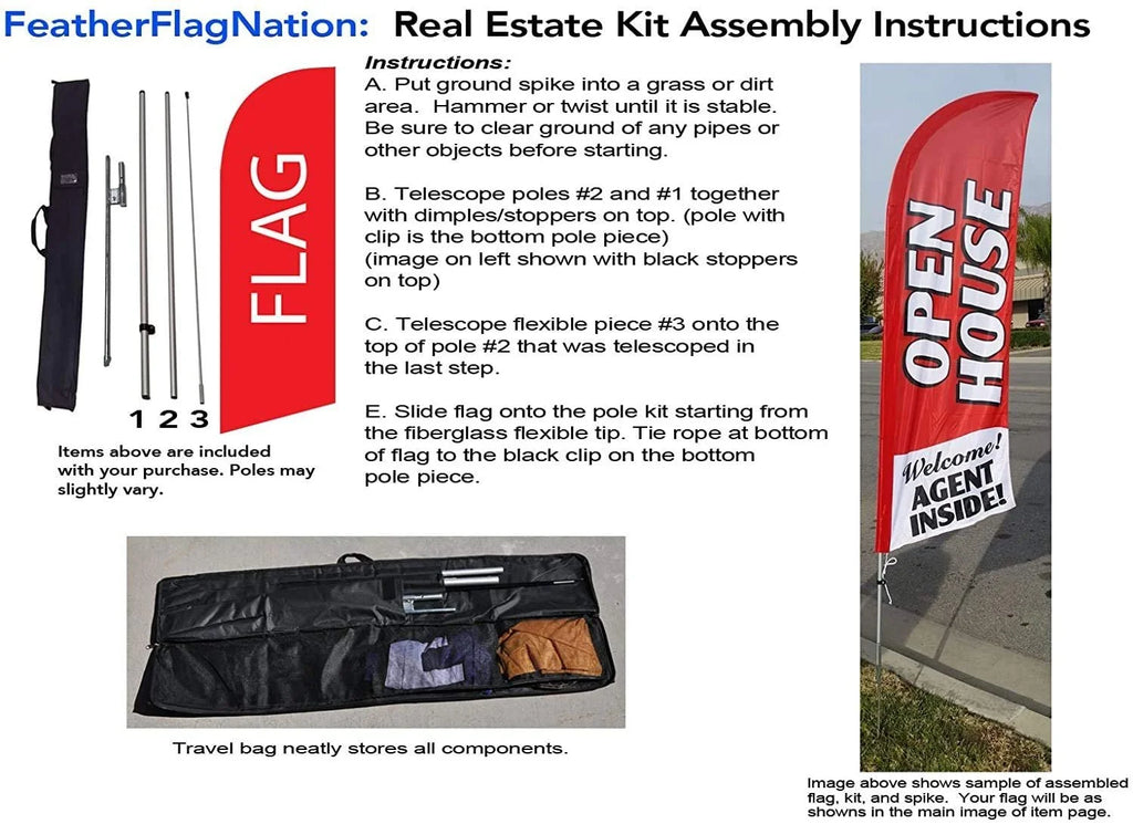 Red 8ft Feather Banner Flag Kit with Flag Poles L61586