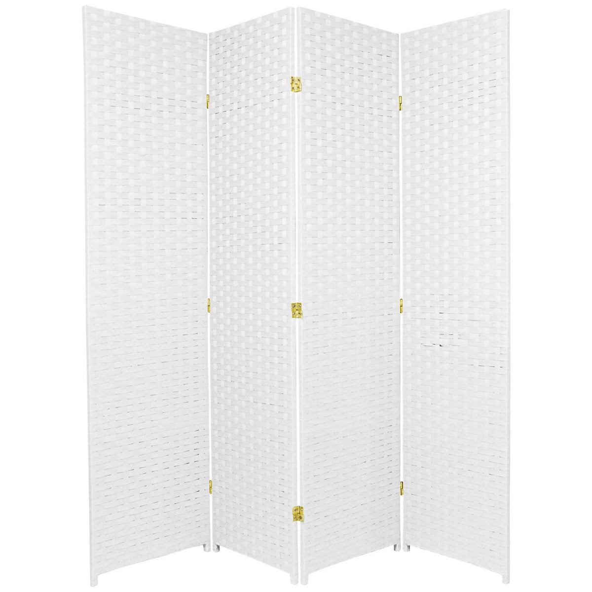 White 4 Panel Woven Fiber Room Divider E321
