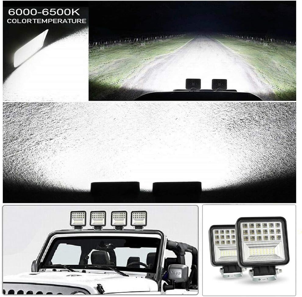 4inch 126W Square LED Work Light, Spot & Flood Light, Waterproof (10 Pack) H5750