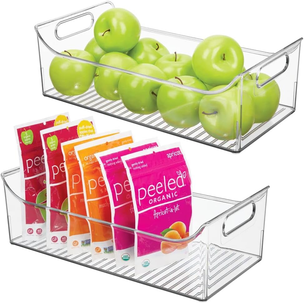 White 2 Pack Plastic Kitchen Storage Container Bins with Handles O731994