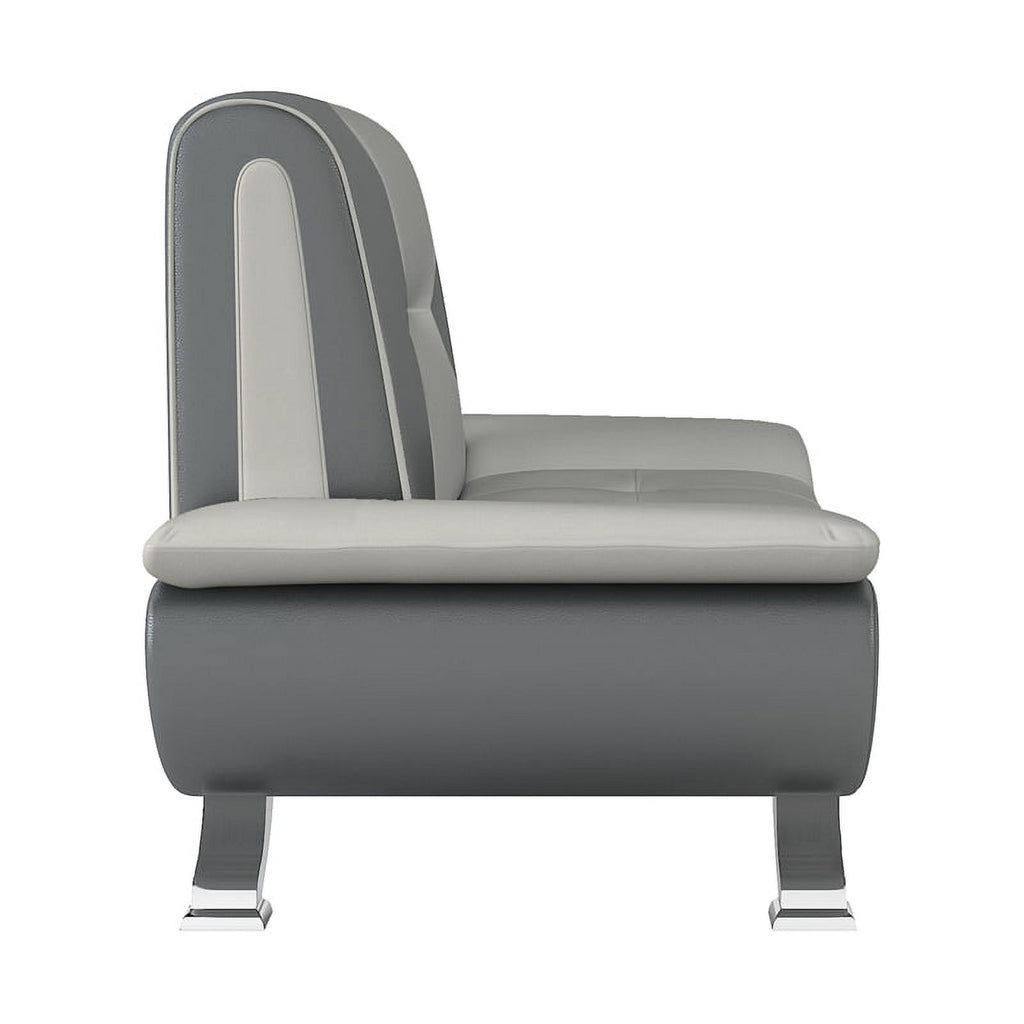 Beige and Gray Faux Leather Loveseat B3562
