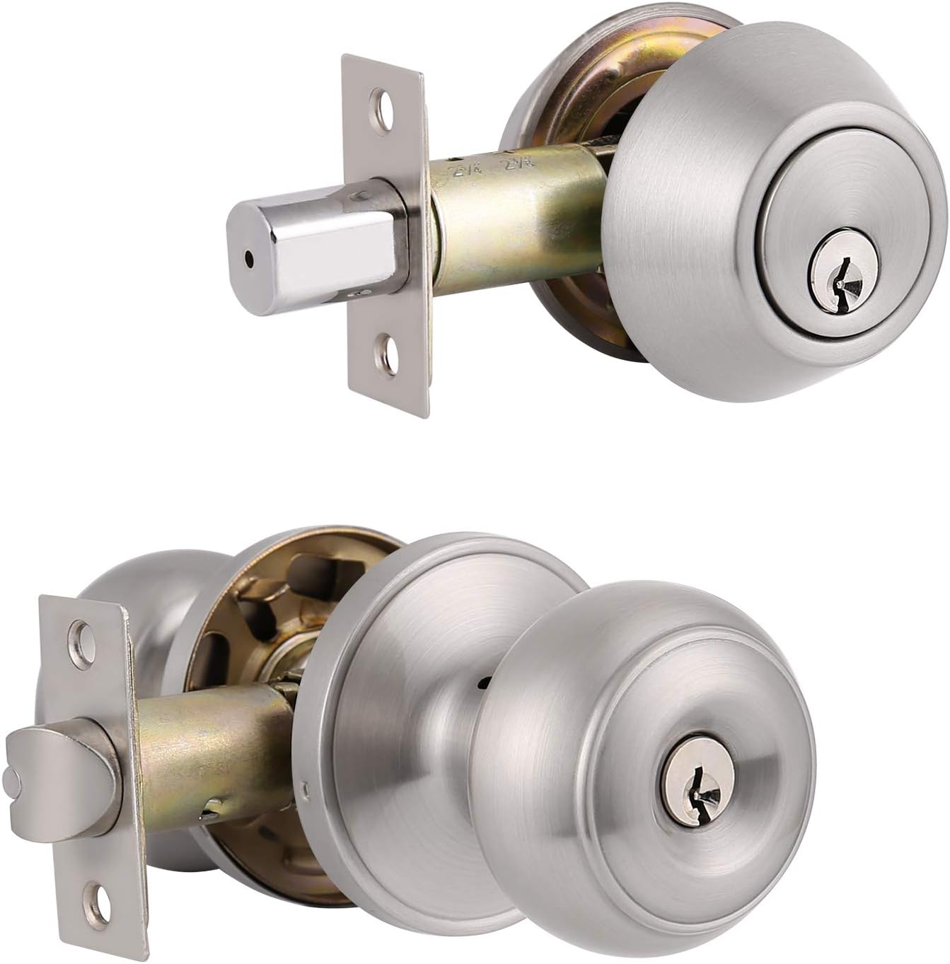 Oil Rubbed Bronze Entry Door Knob Lock Set with Single Cylinder Deadbolt, 3 Pack O198