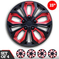 15-Inch Set of 4 Black Red Car Wheel Hubcaps C30661