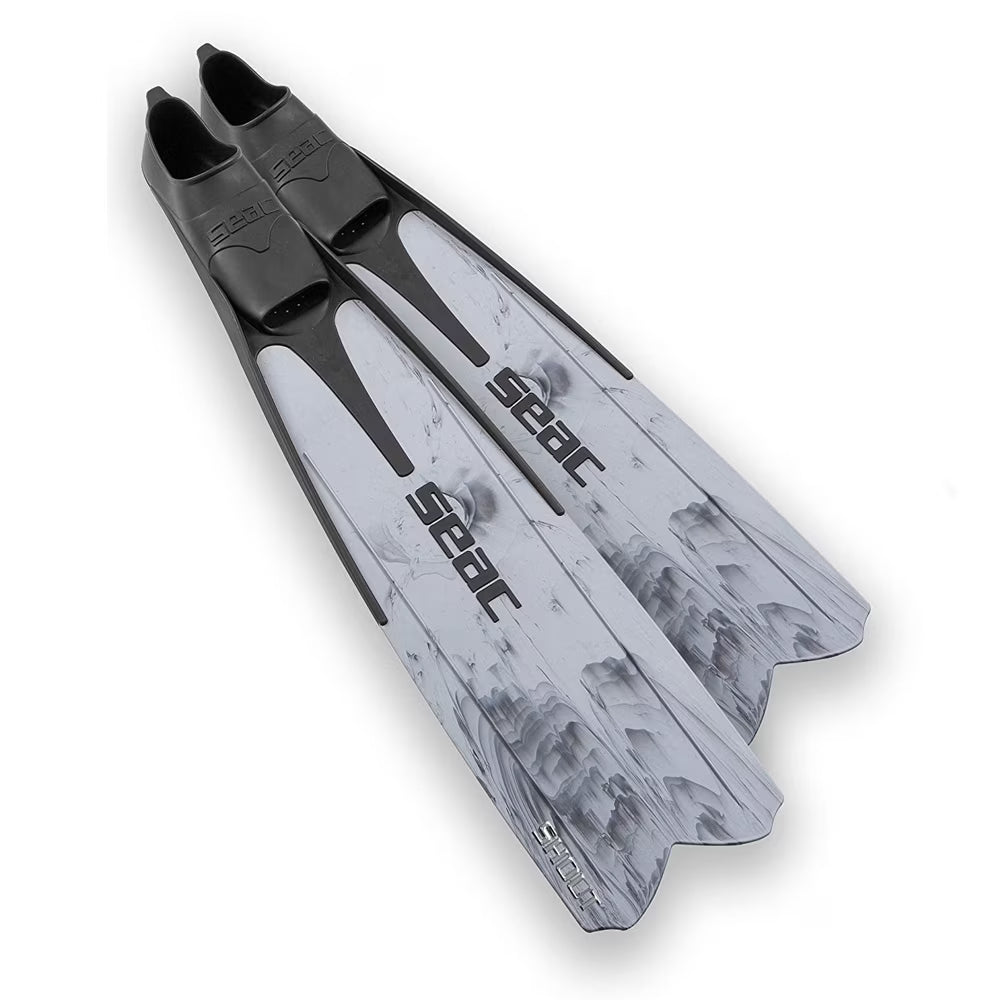 Freediving & Spearfishing Long Fins, Size 8 to 8.5, Gray Camo K83816