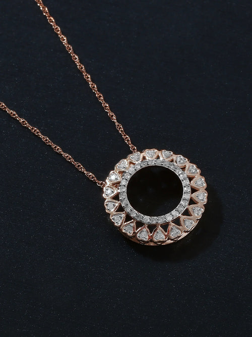 10K Rose Gold Filigree Heart Circle Necklace F953