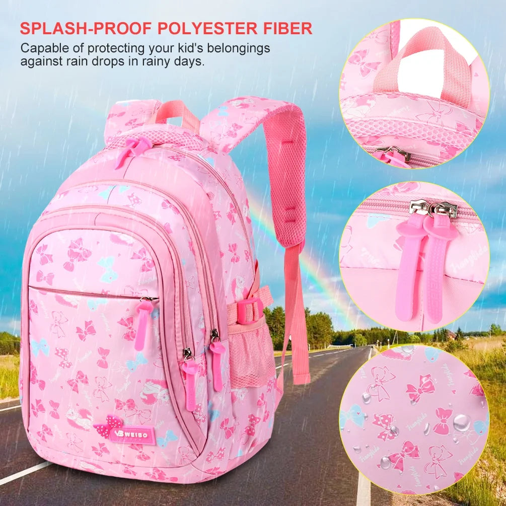 Pink School Backpack with Lunch Bag and Pencil Case Q74826