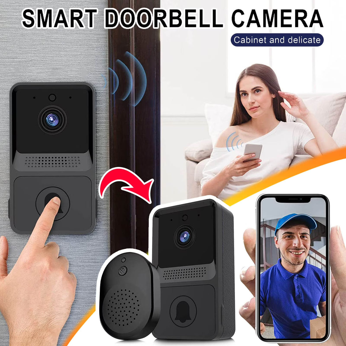 Wireless WiFi Doorbell Camera Security Intercom F9661