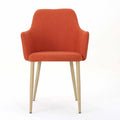 Muted Orange Fabric Dining Chair with Light Brown Wood Finished Metal Legs, Set of 2 H2949