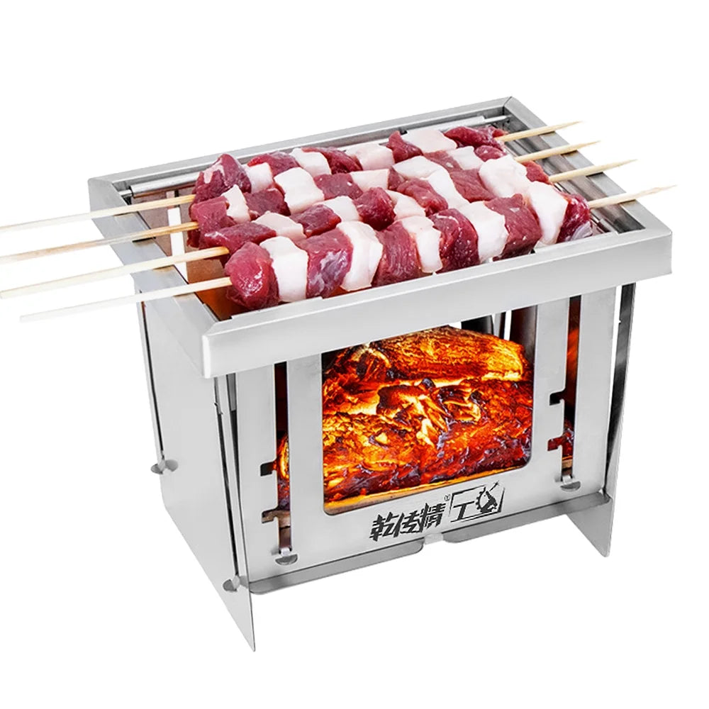 Stainless Steel Portable Wood Stove Bbq Grill N9716