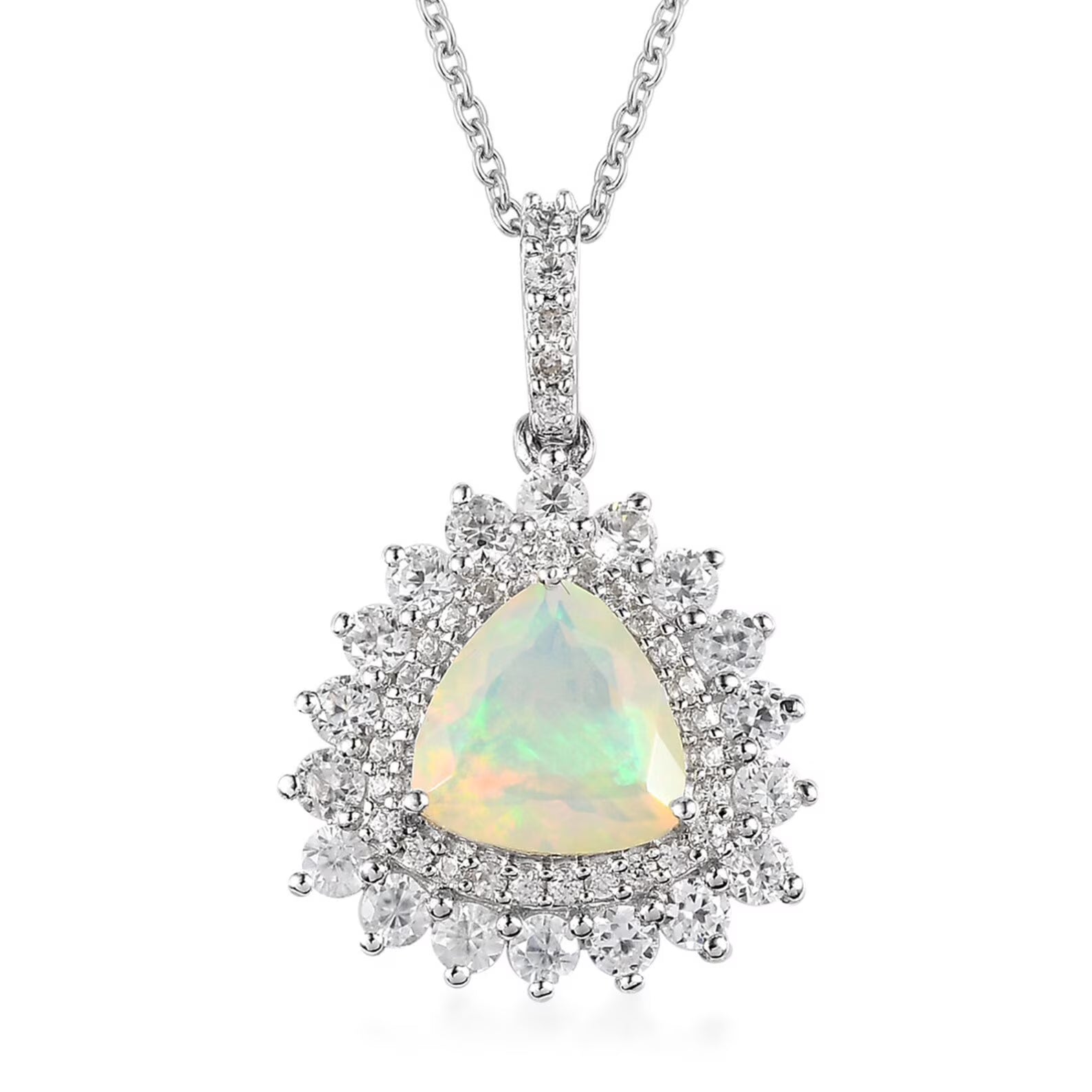 Natural Ethiopian Welo Opal 925 Sterling Silver Pendant Necklace C8086