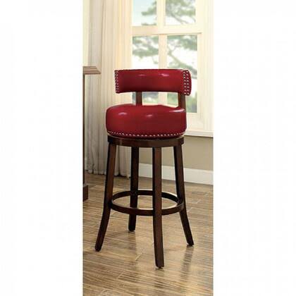 Dark 25 Bar Stool with Nailhead Trim Padded Leatherette Seat and Wooden Legs G83487