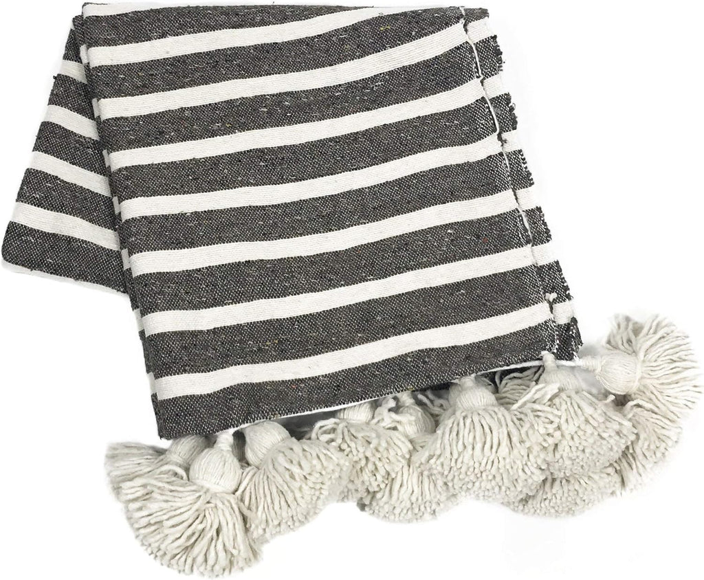 Pom Pom Tassel Throw Blanket 59x59 K31471