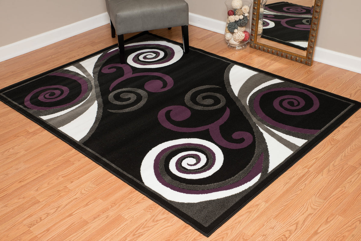 Geometric Pattern Black Area Rug M793382
