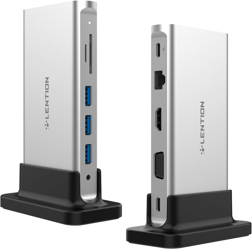 USB C Docking Station with 100W PD, 4K HDMI, VGA, Gigabit Ethernet, Card Reader, USB 3.0, Aux Adapter, Space Gray Z964369
