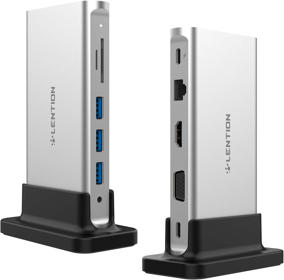 USB C Docking Station with 100W PD, 4K HDMI, VGA, Gigabit Ethernet, Card Reader, USB 3.0, Aux Adapter, Space Gray Z964369