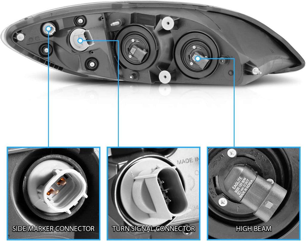 Black Replacement Headlights Set C5065