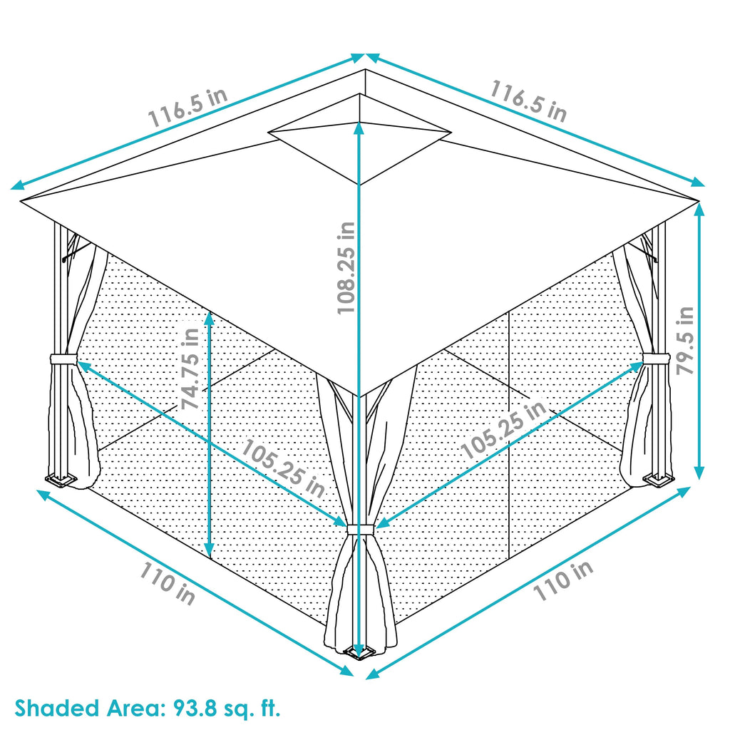 Cream 10' x 10' Gazebo with Screens and Privacy Walls I294936