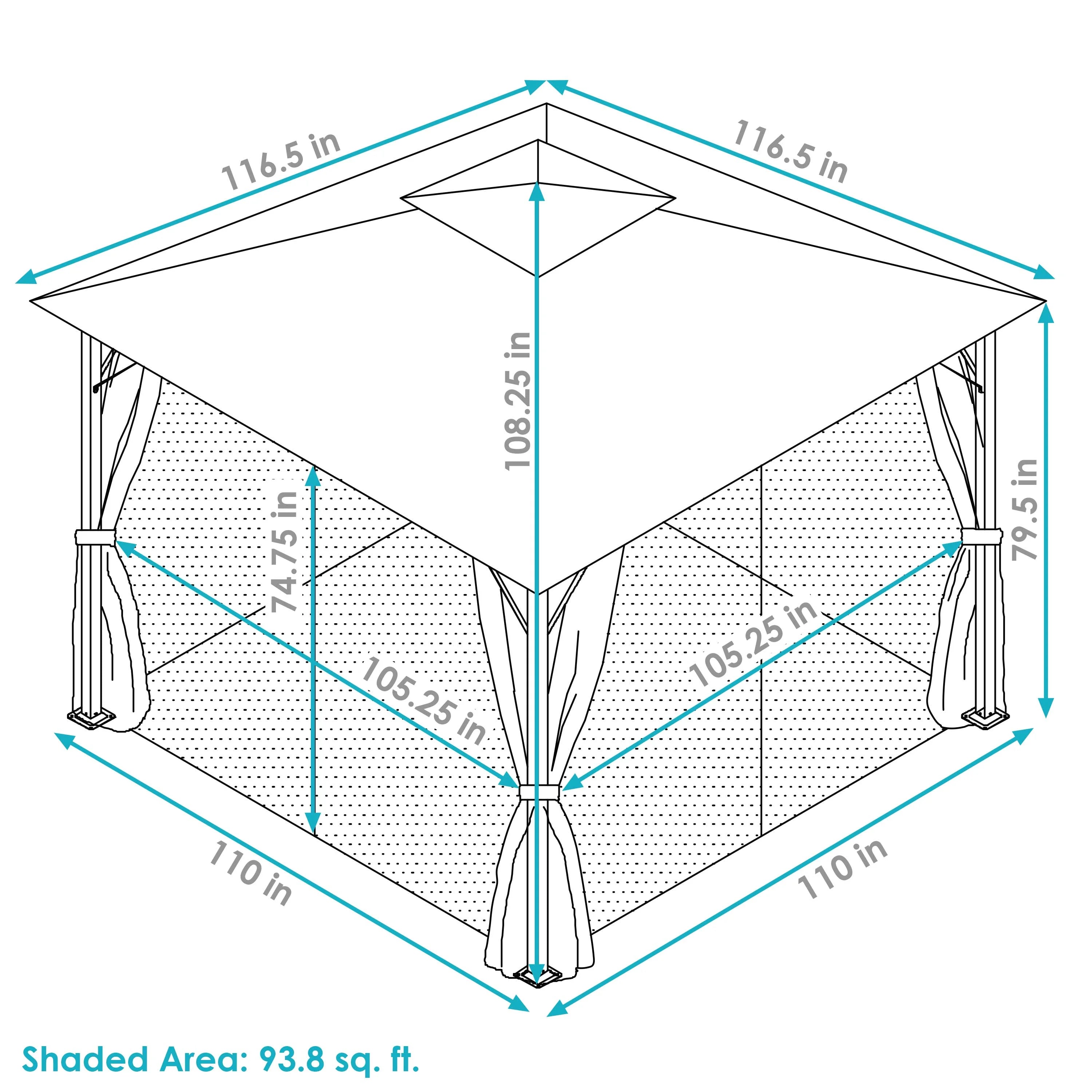 Cream 10' x 10' Gazebo with Screens and Privacy Walls I294936