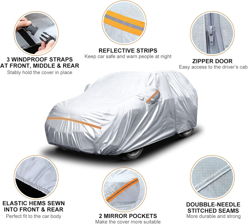 6 Layers Waterproof All Weather Car Cover with Zipper Door C94045