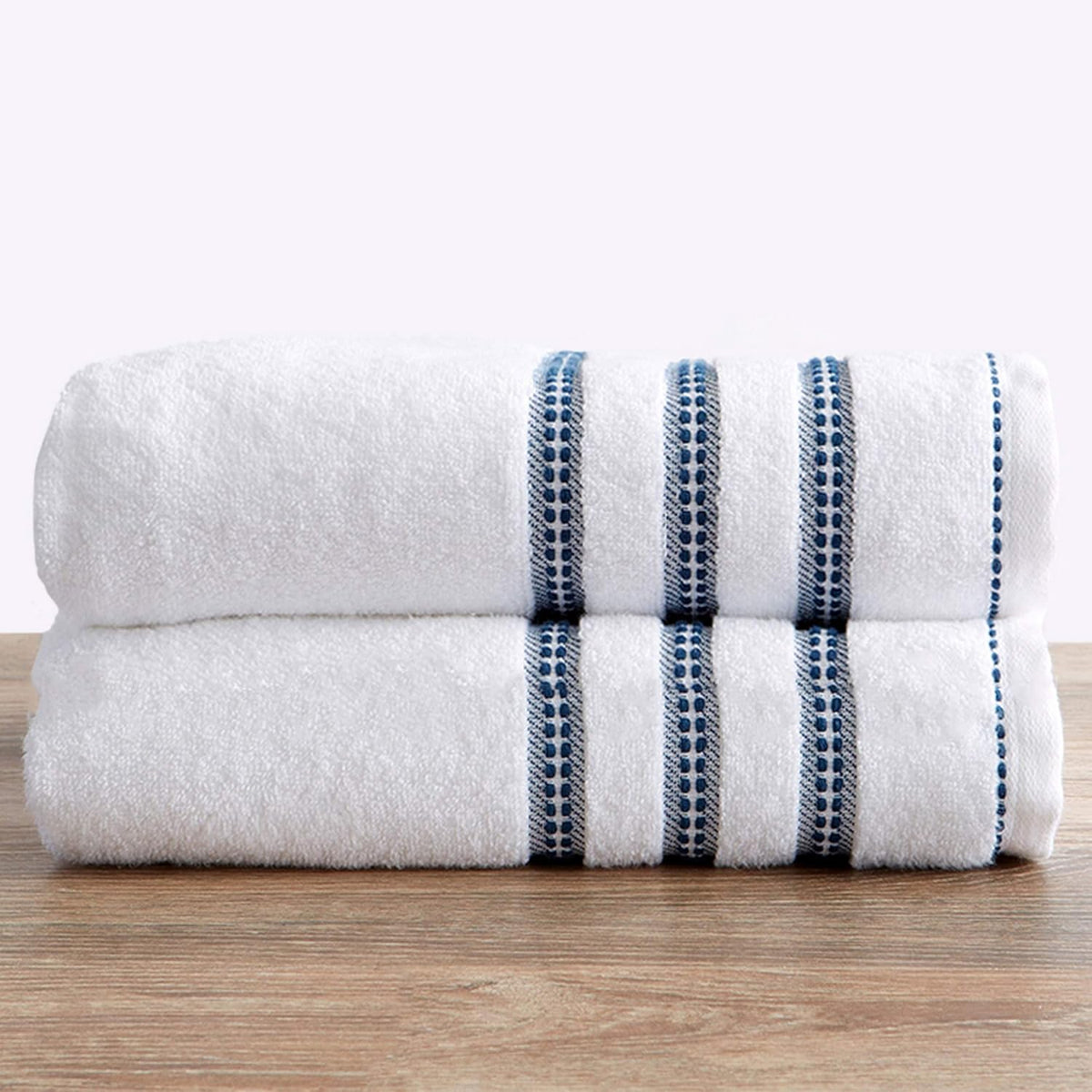 6 Piece Set White Tan Cotton Bath Towels N4013