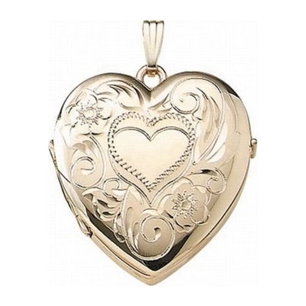 Solid 14K Yellow Gold Four Photo Locket Necklace Pendants B988300