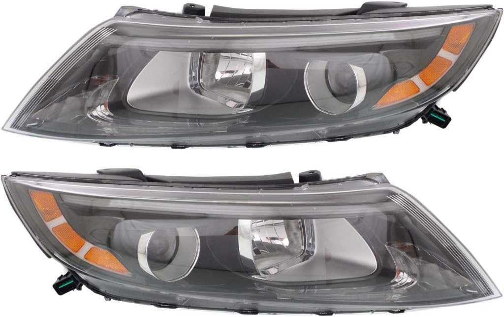 Black Housing Headlight Assembly Passenger Side with Bulbs F386078