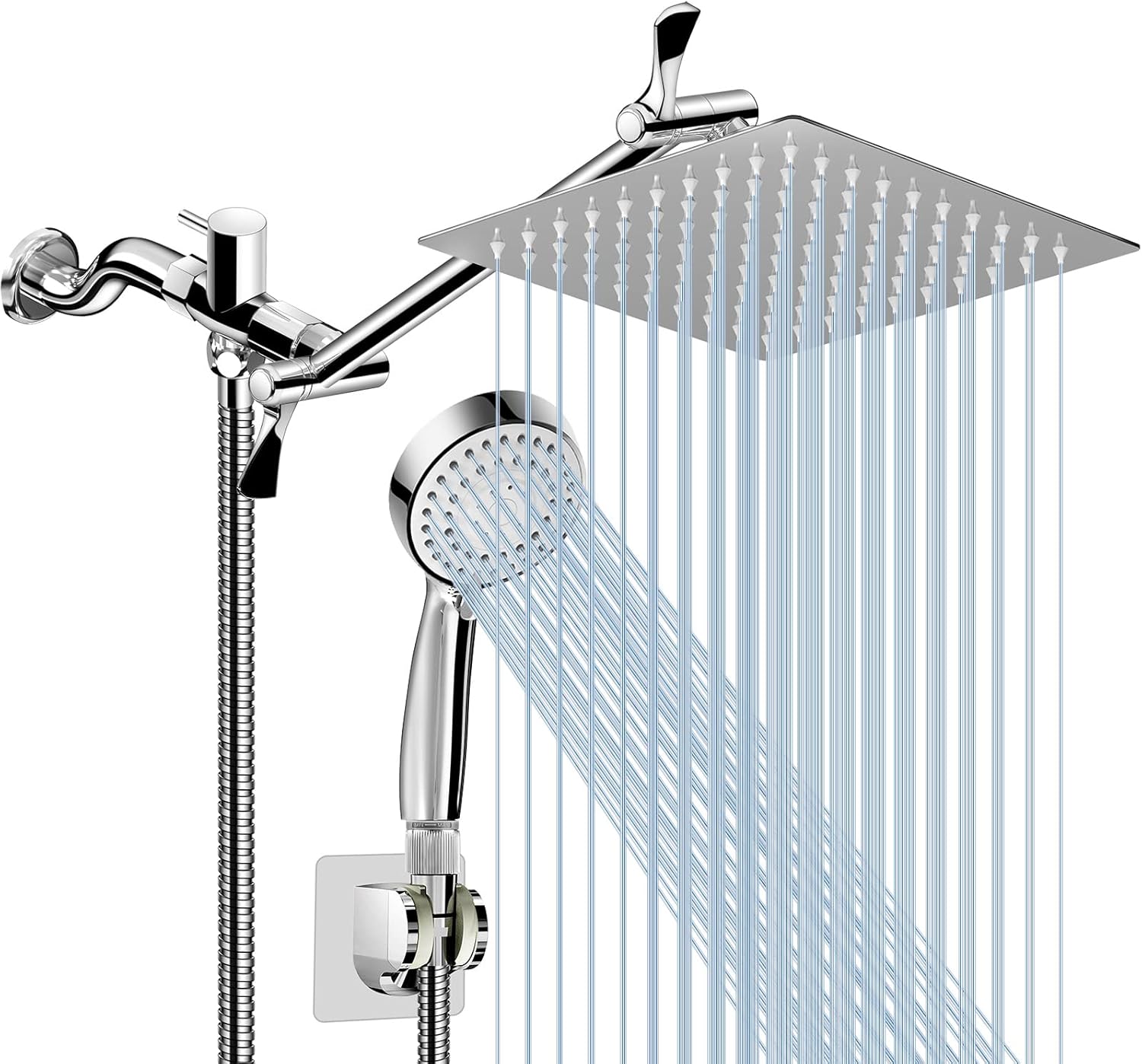 High Pressure Rainfall Shower Head with Handheld Shower Combo, Stainless Steel, Pack of 2 G5020
