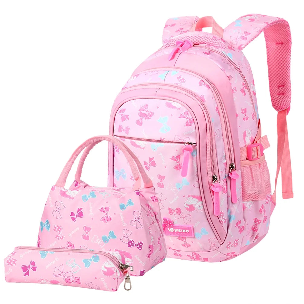 Pink School Backpack with Lunch Bag and Pencil Case Q74826