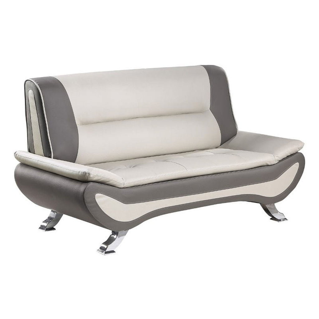 Beige and Gray Faux Leather Loveseat B3562