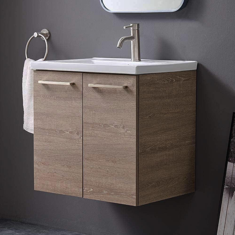Black 2-Door Bathroom Vanity with White Ceramic Vessel Sink C7860