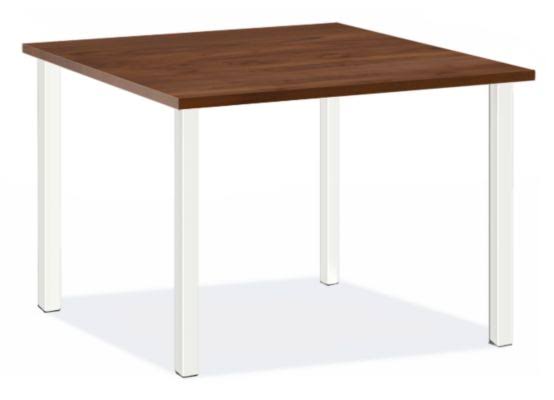 Walnut Top Square Table with White Base V405
