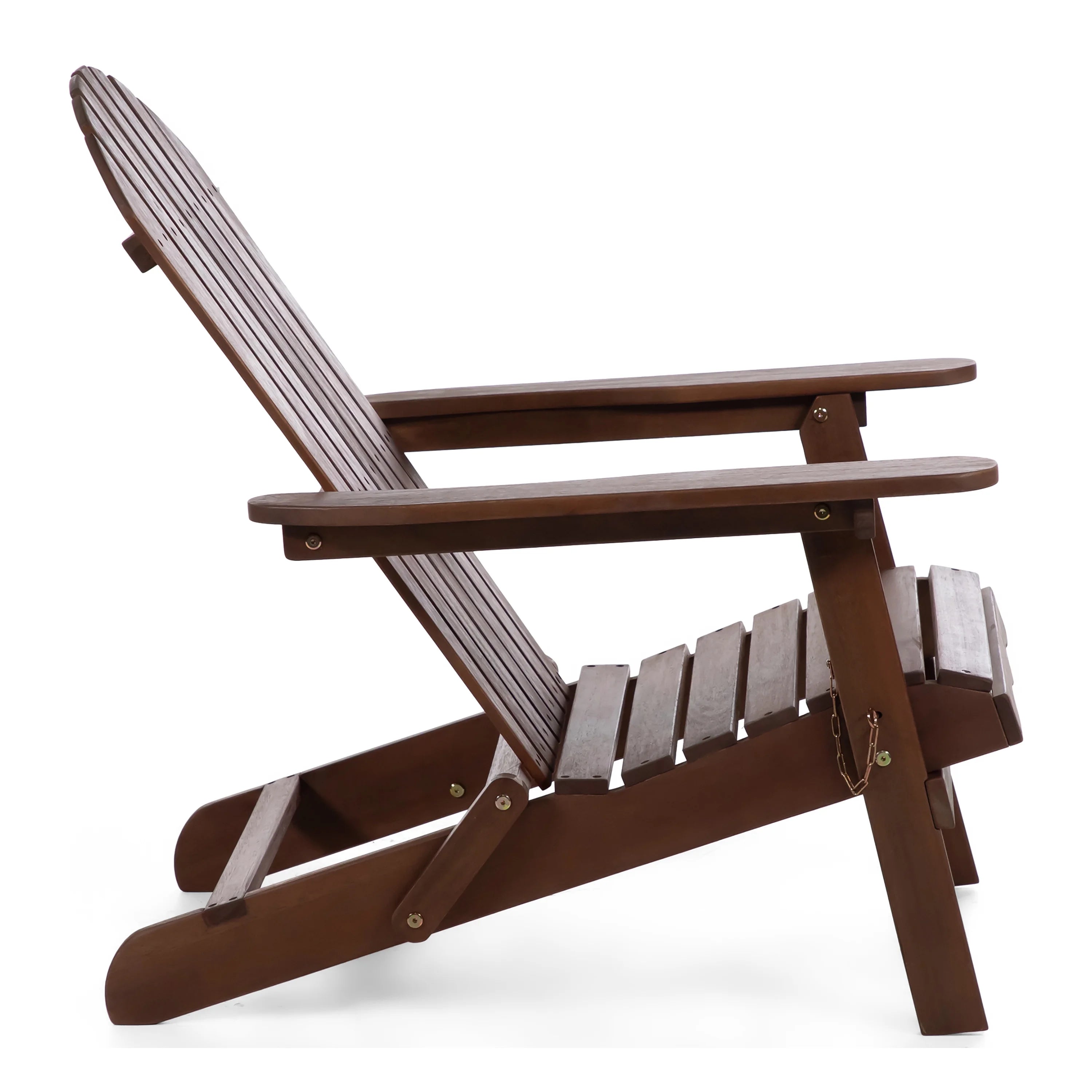 Dark Brown Wood Foldable Patio Adirondack Chair, Set of 2 D82344