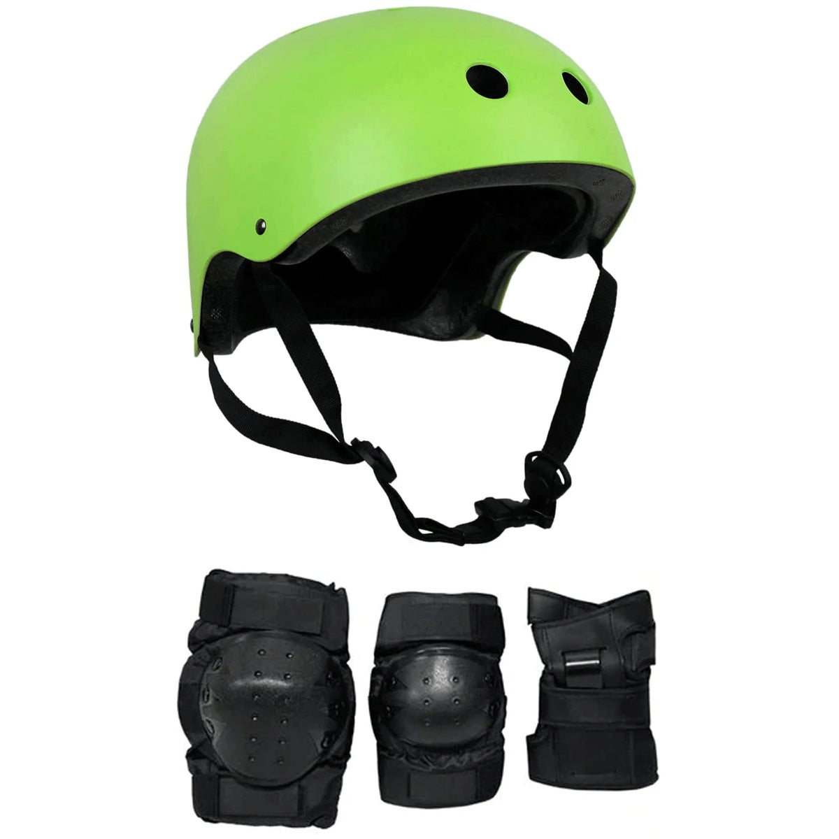 Neon Green Skateboard Helmet Elbow Knee Wrist Pad Combo V148476